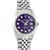 Image 2 : Rolex Mens Stainless Steel Purple Diamond 36MM Datejust Oyster Perpetual Wristwa