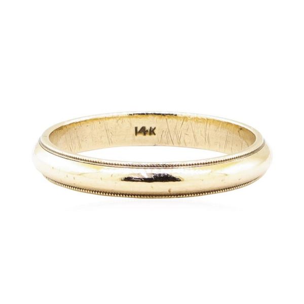 3.5mm Half Dome Milgrain Edge Wedding Band - 14KT Yellow Gold