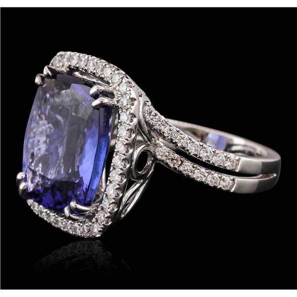 18KT White Gold GIA Certified 10.65 ctw Tanzanite and Diamond Ring