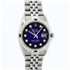 Image 2 : Rolex Mens Stainless Steel Blue Vignette Diamond & Sapphire Datejust Wristwatch