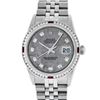 Image 3 : Rolex Mens SS Meteorite Diamond & Ruby Channel Set Oyster Perpetual Datejust Wri