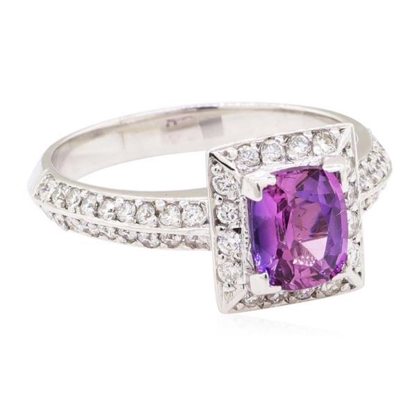 1.78 ctw Rectangular Cushion Mixed Purple Sapphire And Round Brilliant Cut Diamo