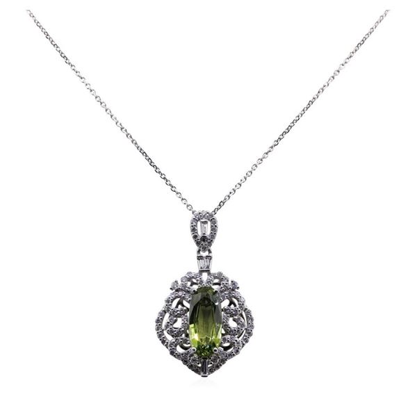 3.19 ctw Sapphire and Diamond Pendant With Chain - Platinum