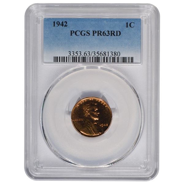 1942 Lincoln Cent PCGS PR63RD