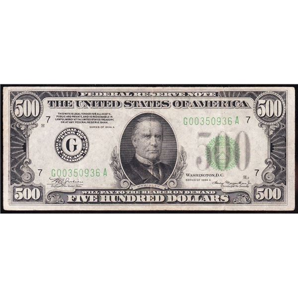 1934A $500 Chicago Federal Reserve Note