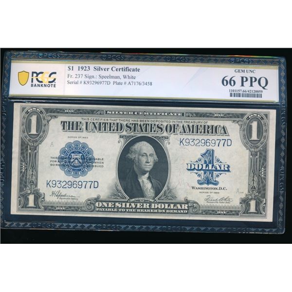 1923 $1 Silver Certificate PCGS 66PPQ