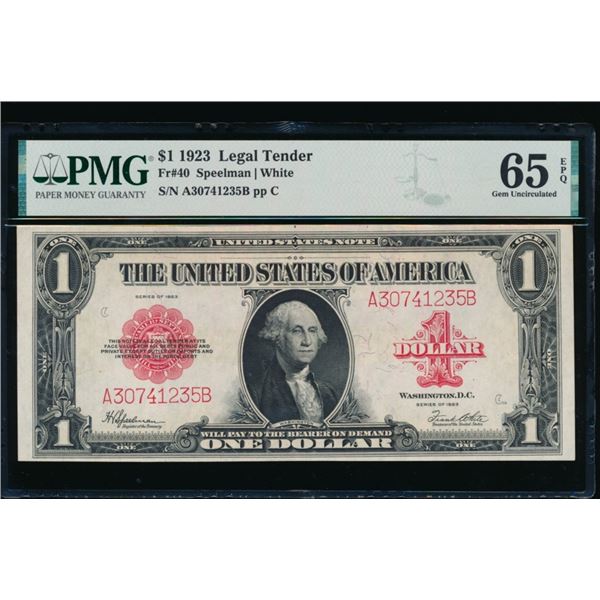 1923 $1 Legal Tender Note PMG 65EPQ