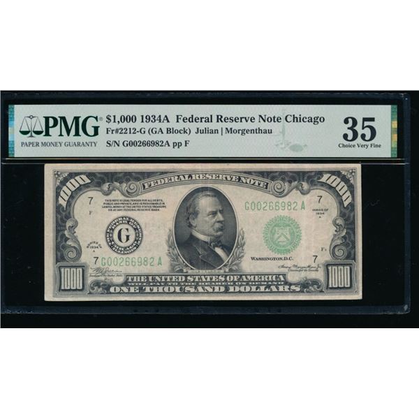 1934A $1000 Chicago FRN PMG 35