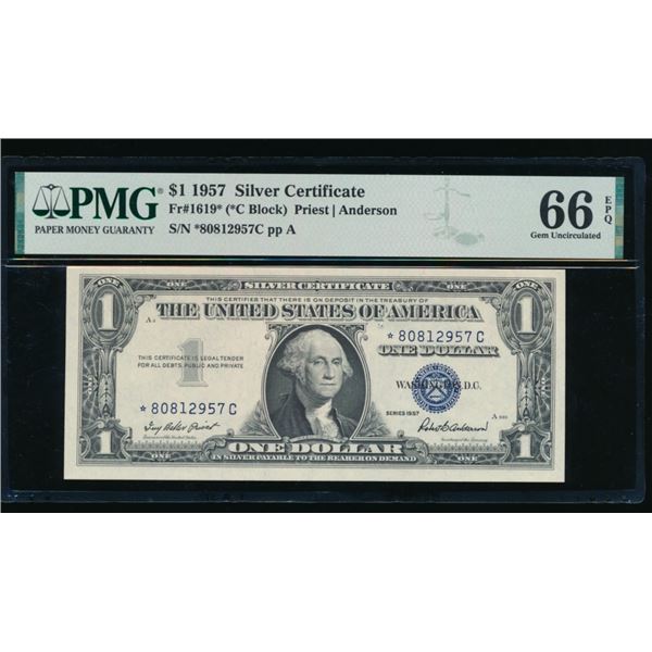 1957 $1 STAR Silver Certificate PMG 66EPQ