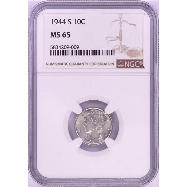 1944-S Mercury Dime Coin NGC MS65