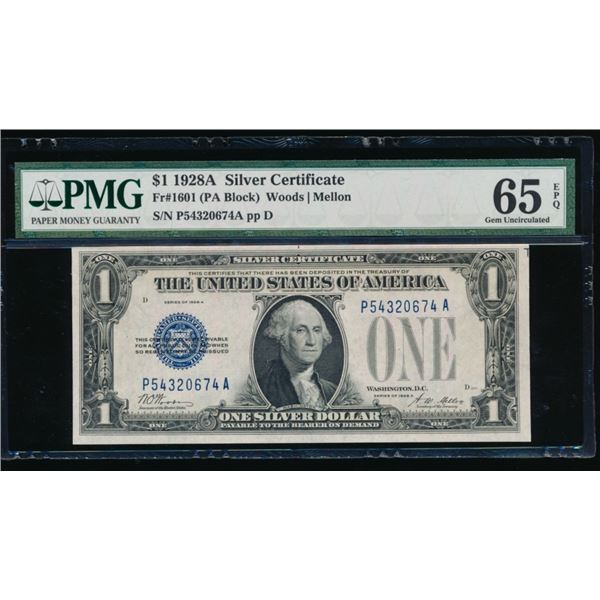 1928A $1 Silver Certificate PMG 65EPQ