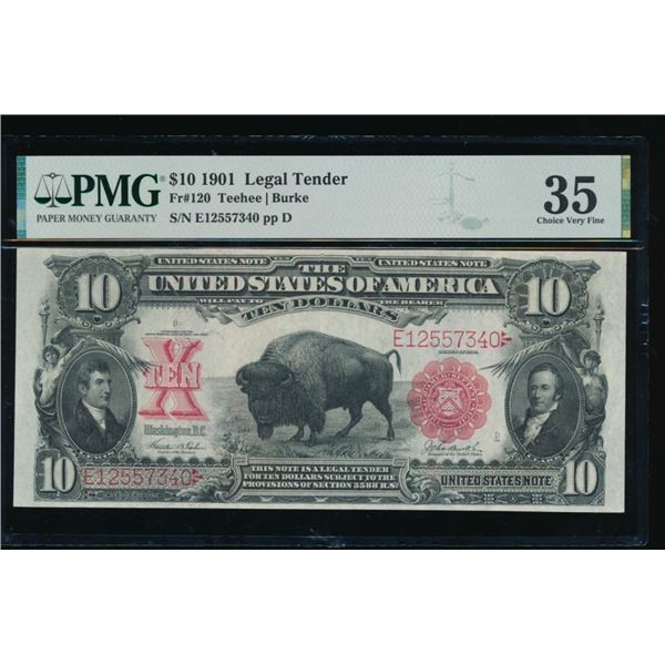 1901 $10 Bison Legal Tender Note PMG 35