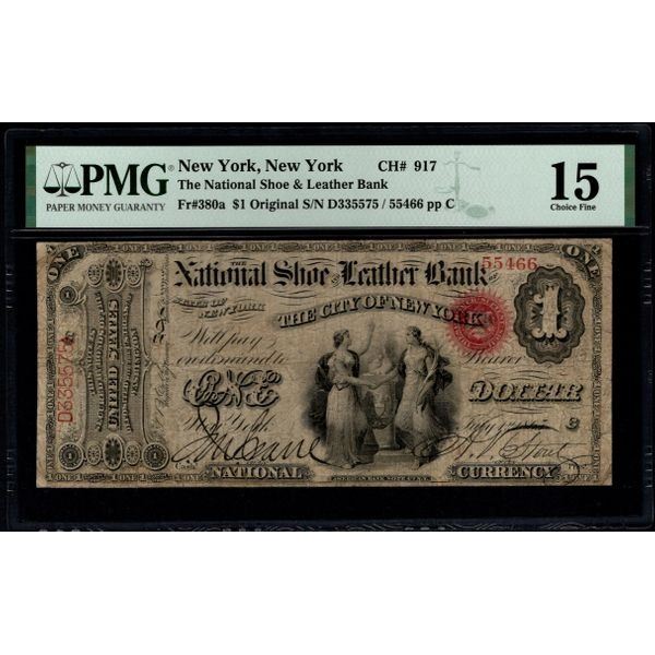 Original Series $1 National Shoe and Leather Bank Note PMG 15