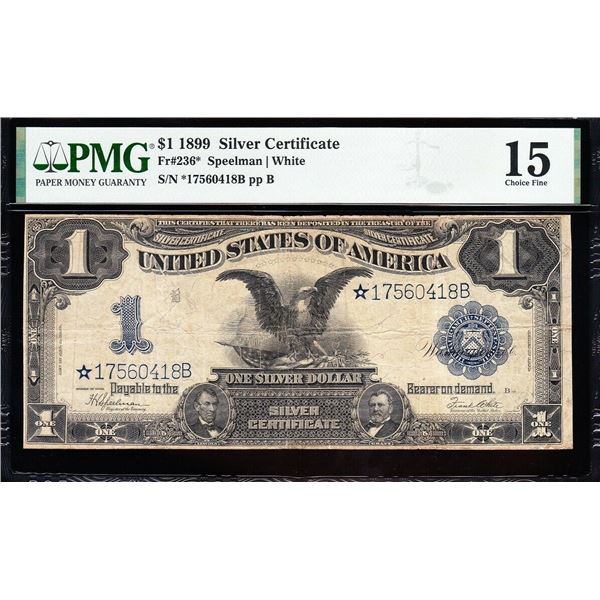 1899 $1 STAR Black Eagle Silver Cert PMG 15