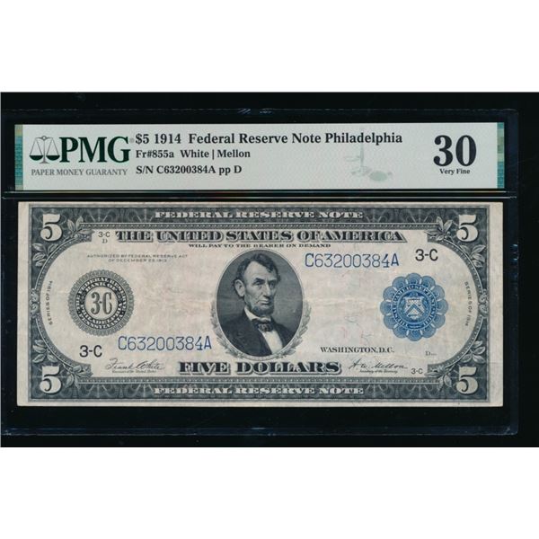 1914 $5 Philadelphia FRN PMG 30