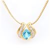 Image 1 : Plated 18KT Yellow Gold 6.00ct Blue Topaz and Diamond Pendant with Chain