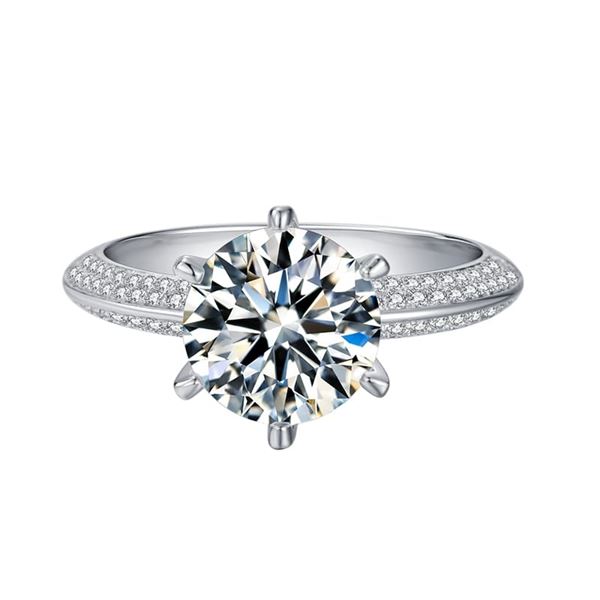 Sparkling 3Ct White Fire Moissanite Solitaire Ring