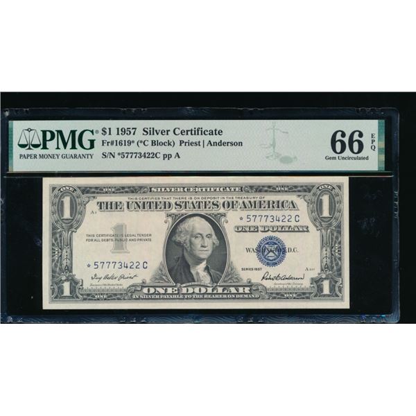 1957 $1 STAR Silver Certificate PMG 66EPQ