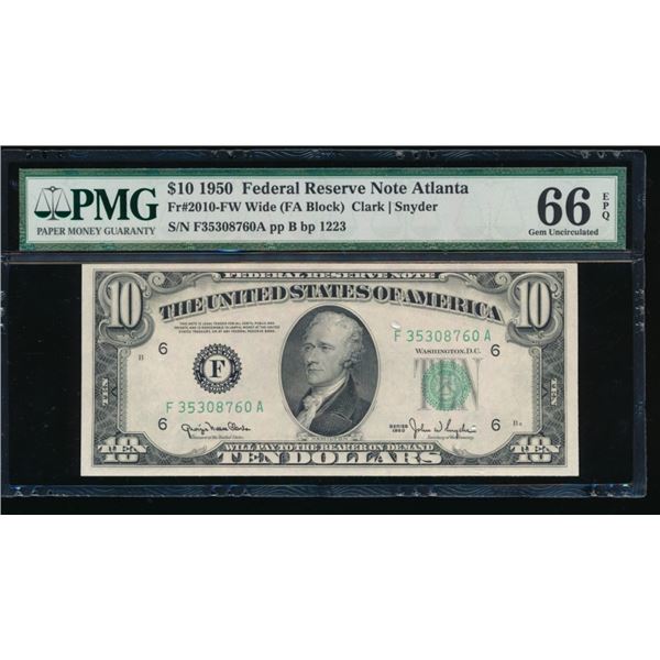 1950 $10 Atlanta FRN PMG 66EPQ