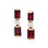 Image 1 : Plated 18KT Yellow Gold 1.20ctw Garnet and Diamond Earrings