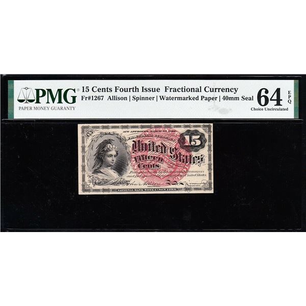 15 Cent Fourth Issue Fractional Note PMG 64EPQ