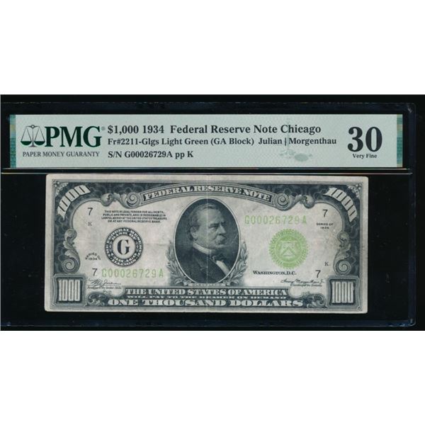 1934 $1000 Chicago FRN PMG 30