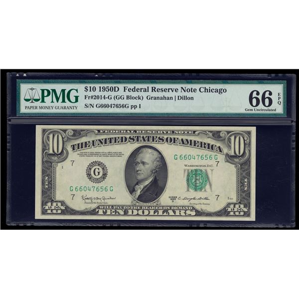 1950D $10 Chicago FRN PMG 66EPQ