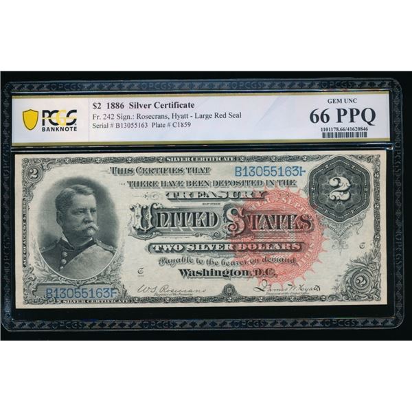 1886 $2 Silver Certificate PCGS 66PPQ