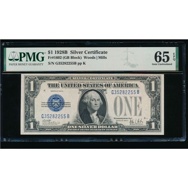 1928B $1 Silver Certificate PMG 65EPQ