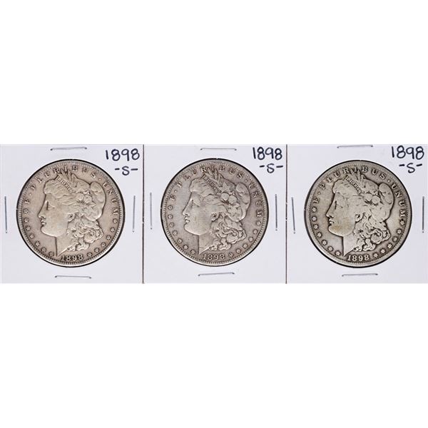 Lot of (3) 1898-S $1 Morgan Silver Dollar Coins