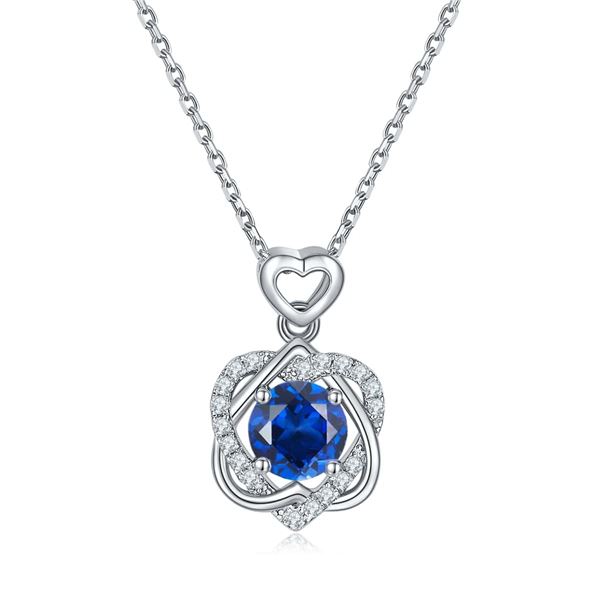 Beautiful VVS1 Blue Sapphire Lab Created Pendant