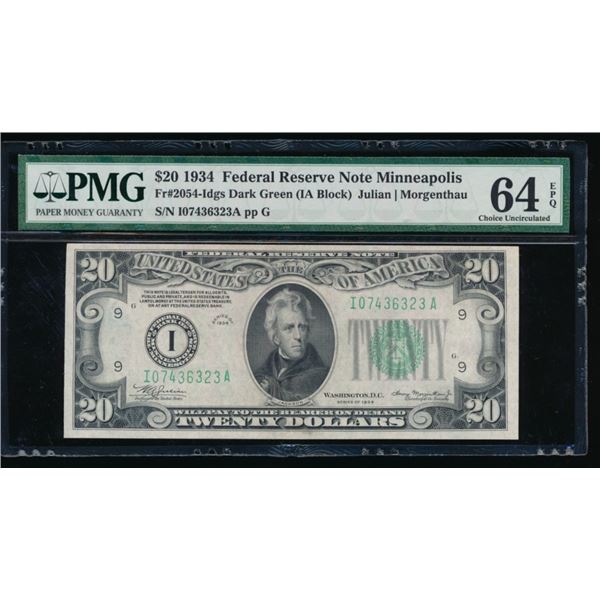 1934 $20 Minneapolis FRN PMG 64EPQ