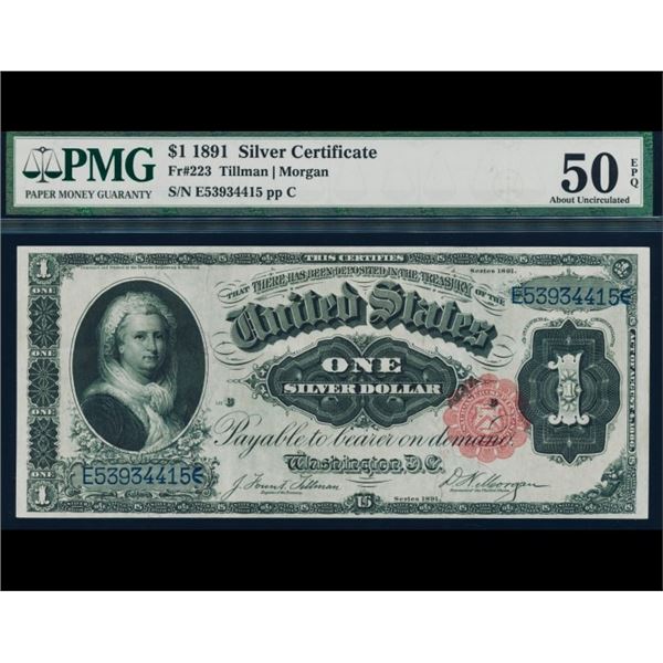 1891 $1 Martha Washington Silver Cert PMG 50EPQ