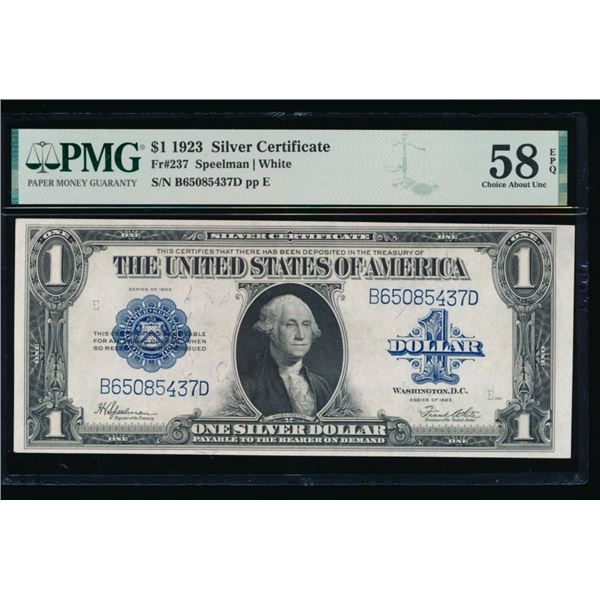 1923 $1 Silver Certificate PMG 58EPQ