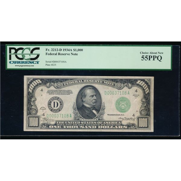 1934A $1000 Cleveland FRN PCGS 55PPQ