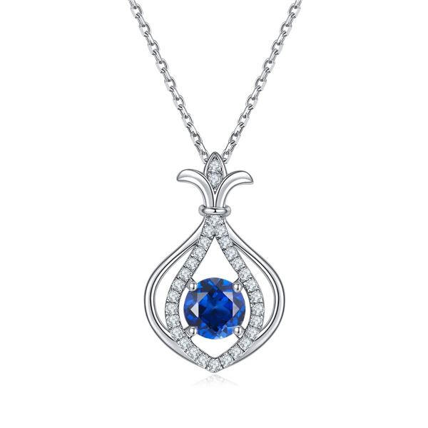 Beautiful Blue Sapphire Lab Created Pendant