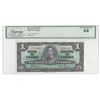 Image 1 : 1937 Coyne and Towers One Dollar Bill EN7616031  - GEM BILL - Graded CUNC 64
