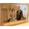Image 2 : Vintage Metal Tray of Queen Elizabeth and Prince Philip, 12 3/4" X 8" X 1" TALL
