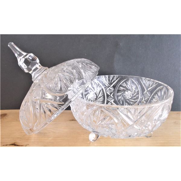 Lead Crystal Candy Bowl with Feet