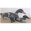 Image 2 : FIVE Small Wood Craved Animals - Two Pigs, Two Loons, One Duck