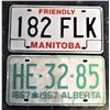 Image 1 : Two License Plates Alberta and Manitoba
