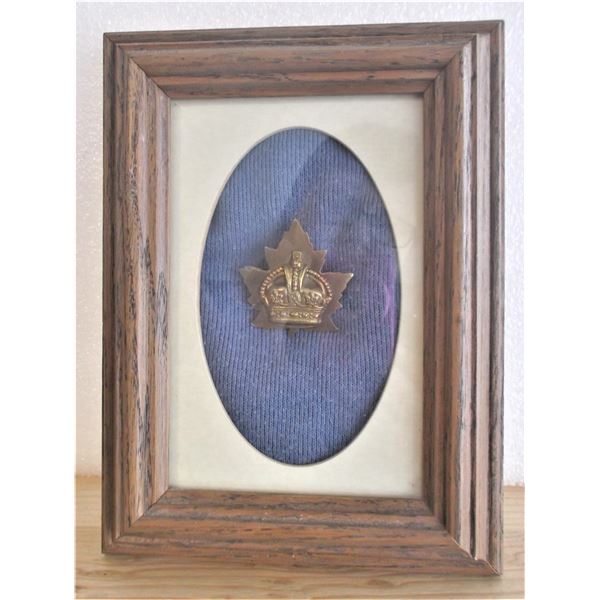 WWI Army Hat Badge in Frame