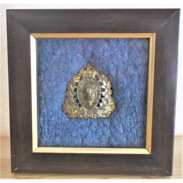 Early RCMP Hat Badge in Frame