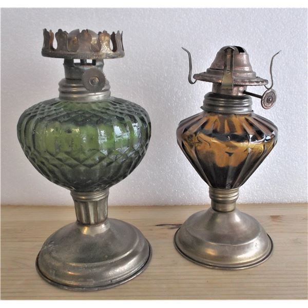 Two Oil Lamps - No Chimneys