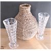 Image 2 : Wicker Vase and Candle Holders