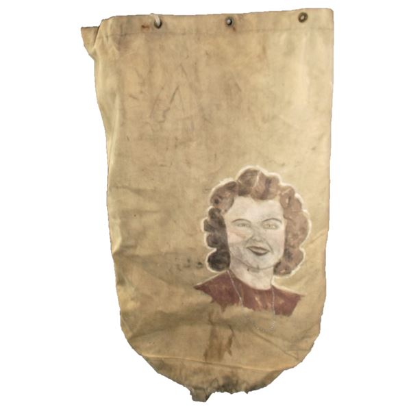 Military Laundry Bag with Painted Portrait of a Woman on One Side