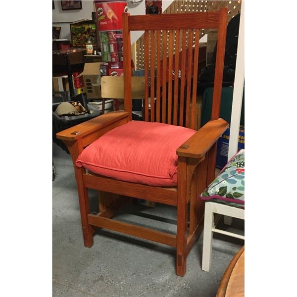 Large Chair, Orange/Amber Stained Wood