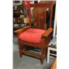 Image 1 : Large Chair, Orange/Amber Stained Wood