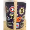 Image 2 : Large NHL Team Logo Storage Tin  ( 11" high and 9.5" diameter)