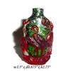 Image 1 : Green Base Red Overlay Cranes Peking Glass #2249642